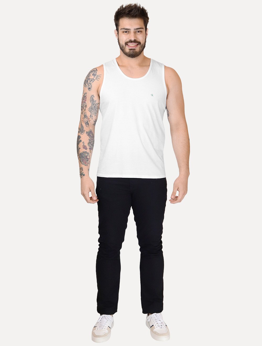Regata Calvin Klein Jeans Masculina Chest CK Logo Branco