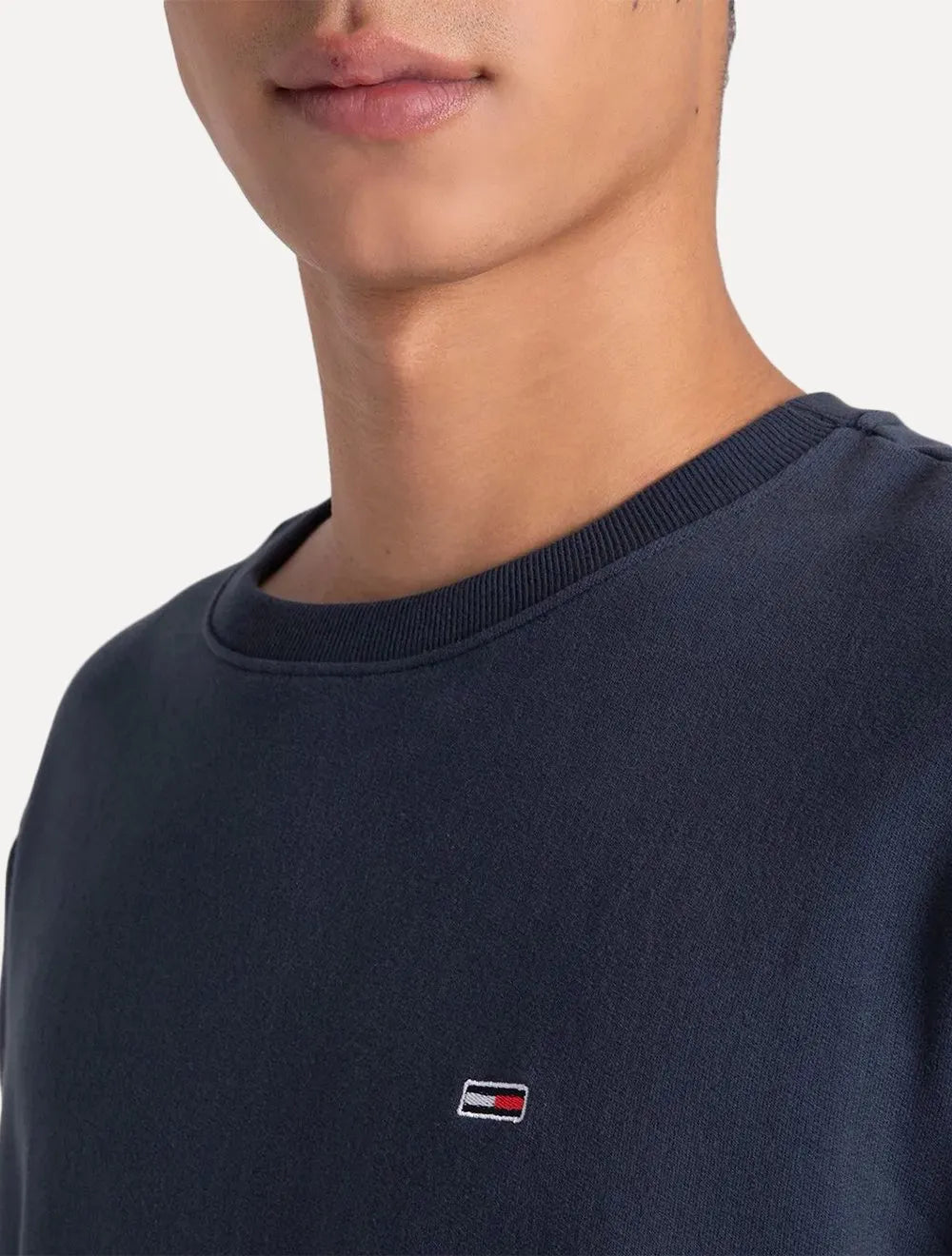 Moletom Tommy Jeans Masculino Regular Crewneck Fleece Azul Marinho