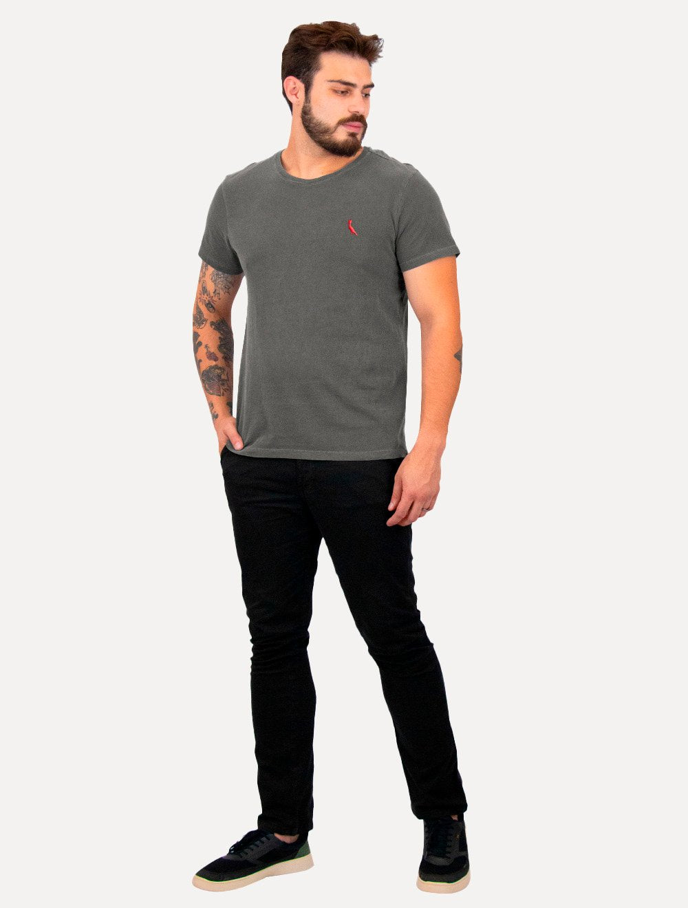 Camiseta Reserva Masculina Basic Red Woodpecker Stoned Cinza Escuro