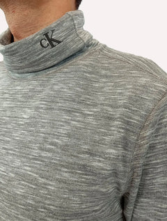 Blusa Calvin Klein Jeans Masculina Tricot Flamê Cinza Mescla