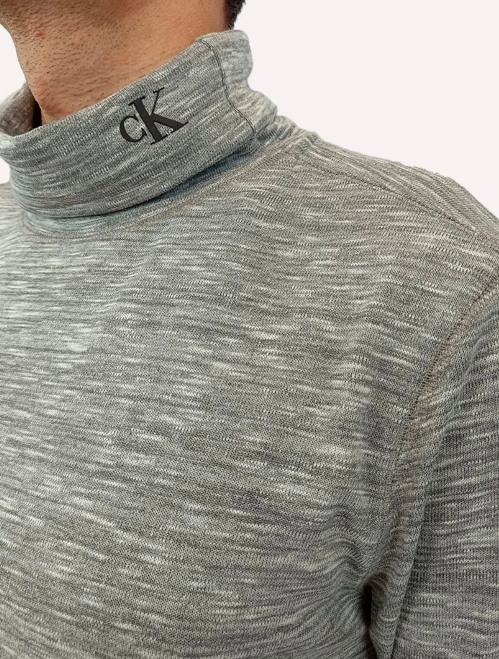 Blusa Calvin Klein Jeans Masculina Tricot Flamê Cinza Mescla