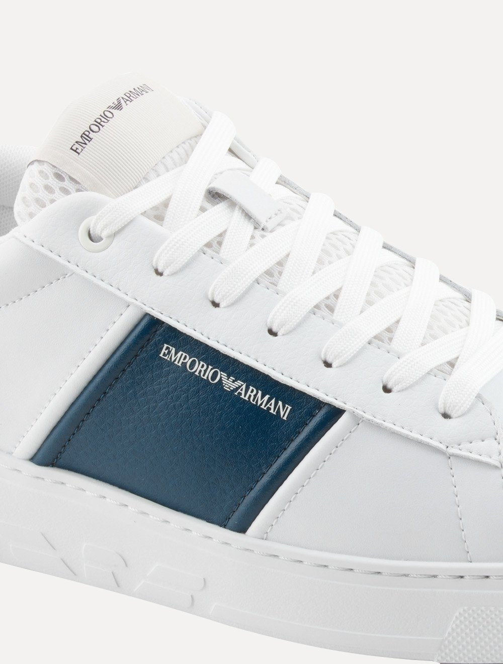 Tênis Empório Armani Masculino Recorte Blue Lateral Branco