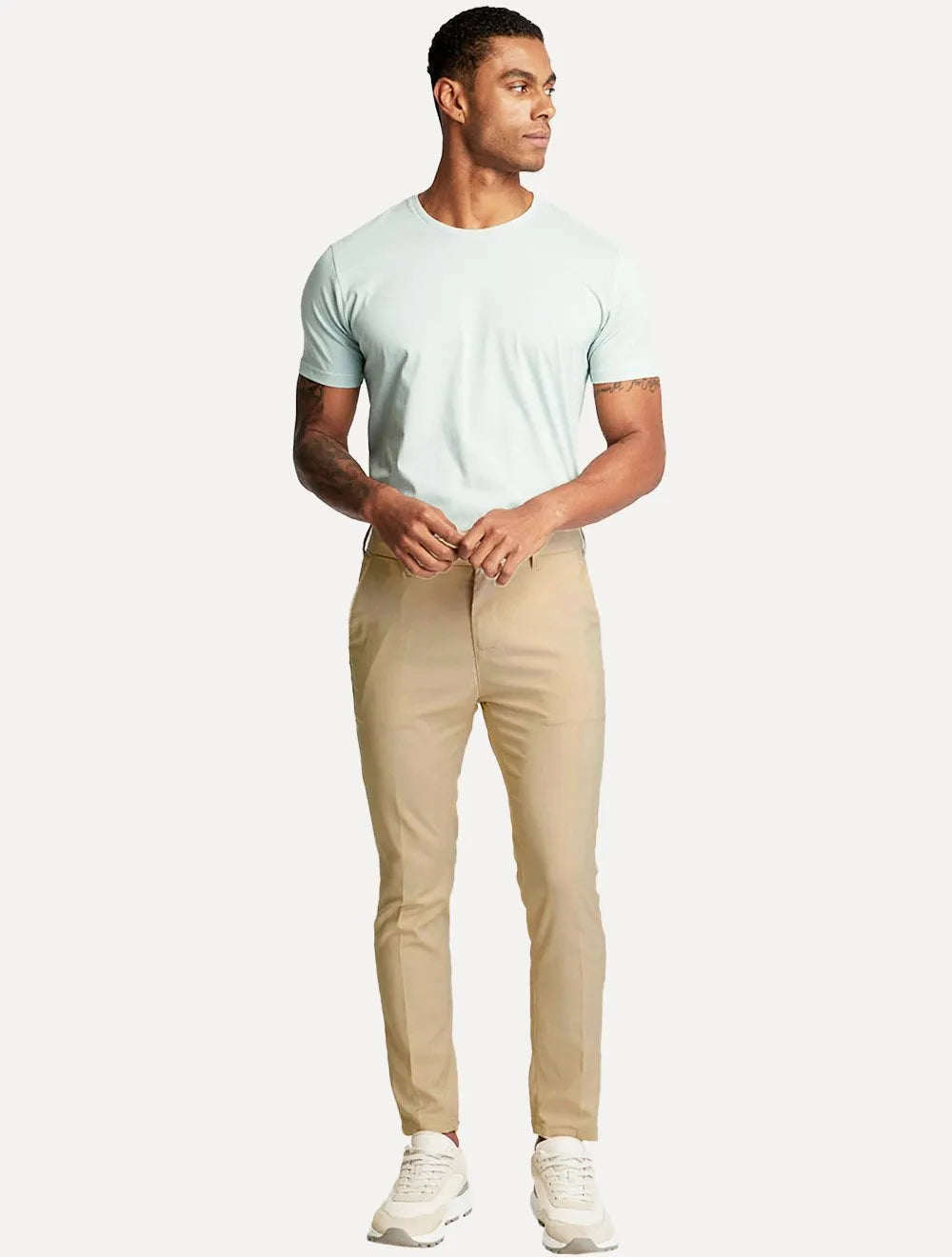 Calça King & Joe Masculina Alfaiataria Elastano Easytech Paper Cáqui