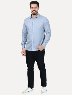 Camisa Dudalina Masculina Slim Fit Superfine Cotton Azul Mescla