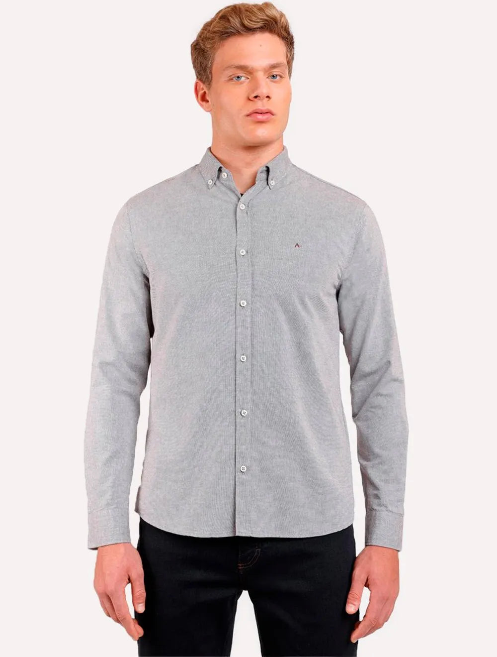Camisa Aramis Masculina Slim Oxford Button Down Marrom Mescla