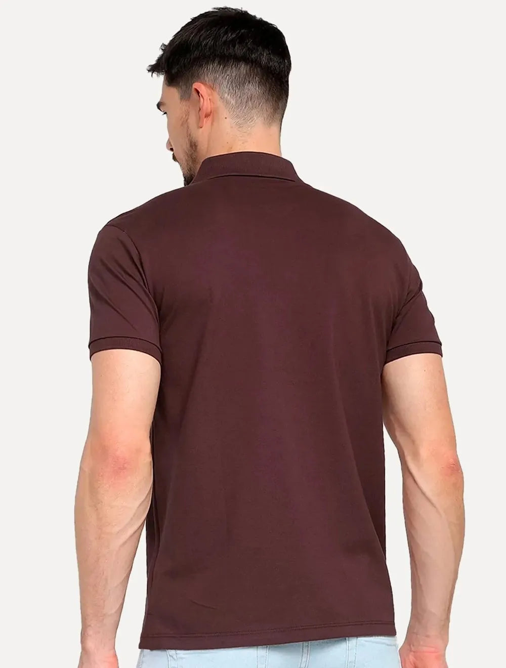 Polo Ellus Masculina Piquet Melange Classic Marrom Mescla