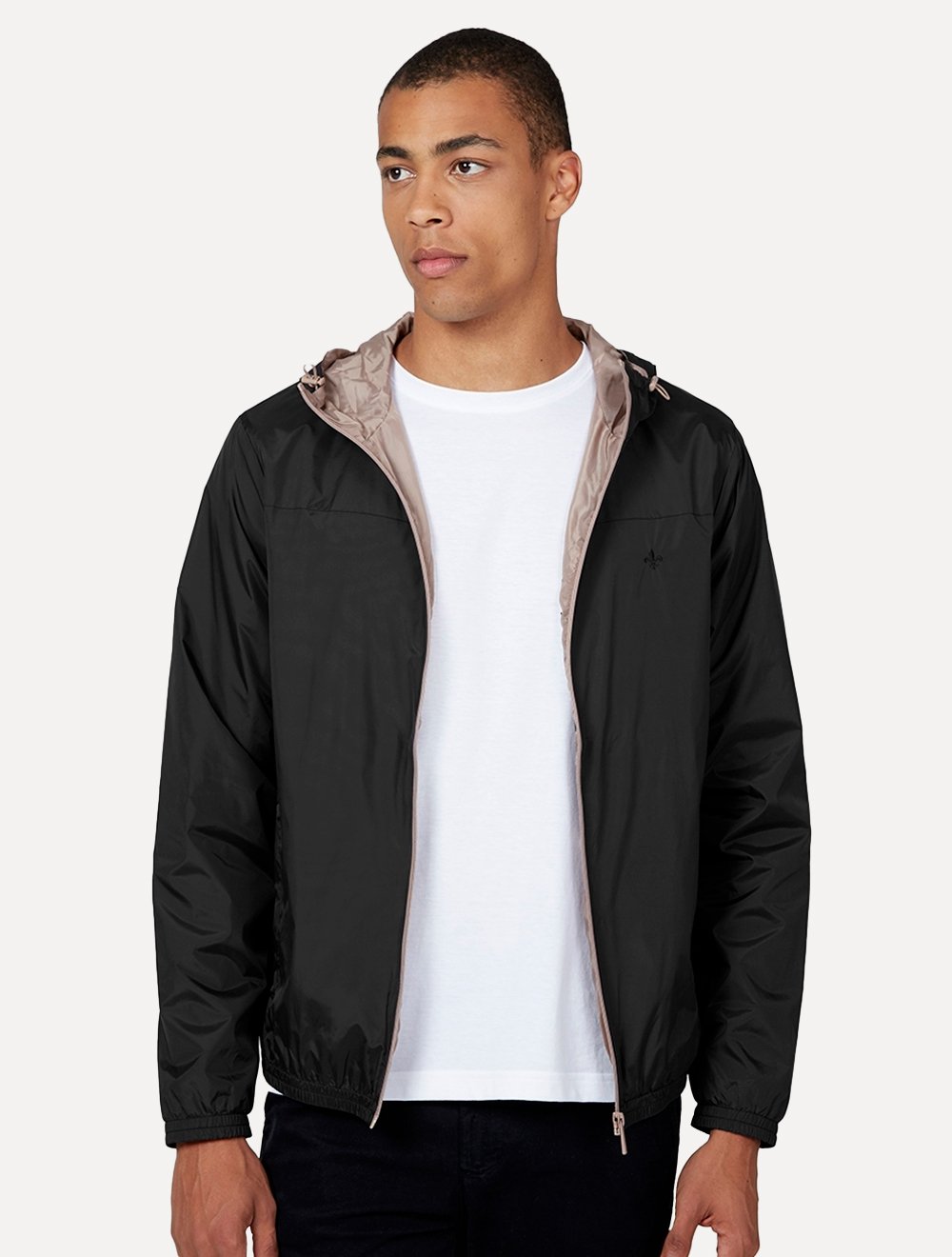 Jaqueta Dudalina Masculina Nylon Hoodie Corta Vento Color Preta