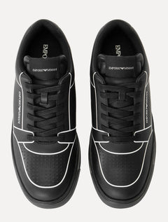 Tênis Empório Armani Masculino Couro White Line Preto