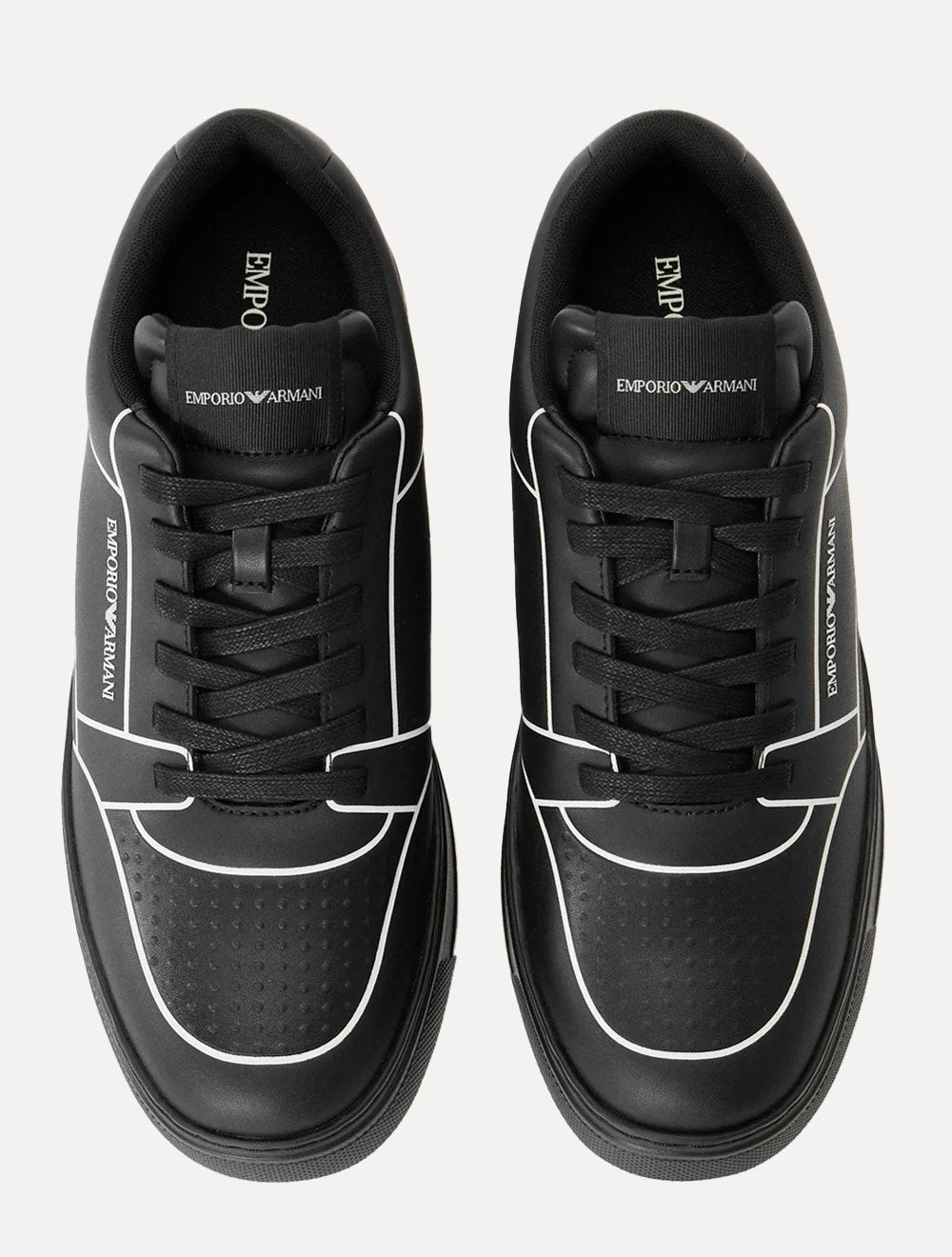 Tênis Empório Armani Masculino Couro White Line Preto