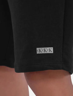 Bermuda Calvin Klein Jeans Moletom CK Silk Barra Rect Preta