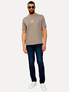Camiseta Armani Exchange Masculina Regular Fit Small Logo Icon Cáqui Médio