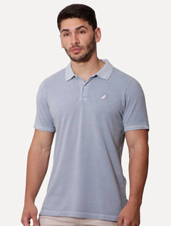 Polo Nautica Masculina Piquet Laundry Stoned Azul Médio