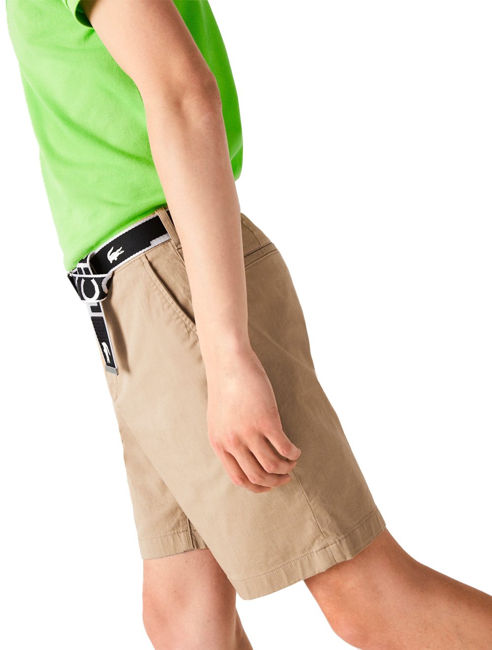 Bermuda Lacoste Masculina Sarja Regular Cotton Stretch Cáqui