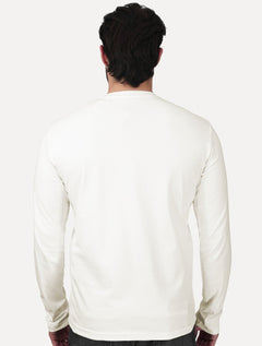 Camiseta K&J Masculina Manga Longa Premiun Suedine Egípcio Off White