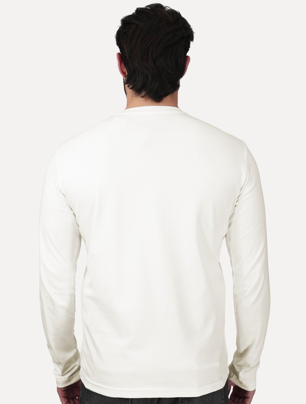 Camiseta K&J Masculina Manga Longa Premiun Suedine Egípcio Off White