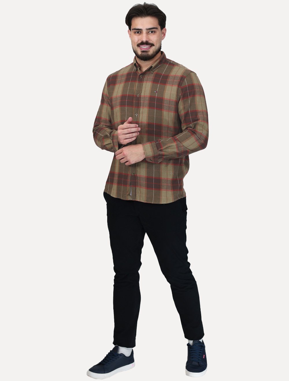 Camisa Tommy Jeans Masculina Regular Xadrez Flannel Check Marrom