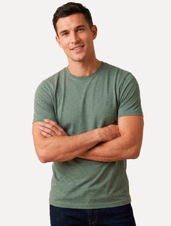 Camiseta Dudalina Regular Fit Textura Logo Verde Mescla