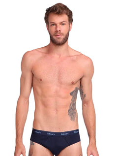 Cueca Mash Slip Cotton Basic Marinho/Preta Pack 3UN