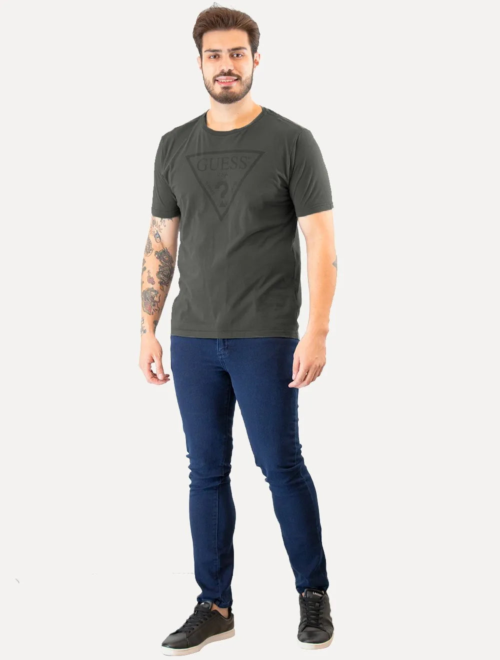 Camiseta Guess Masculina Classic Logo Print Grafite