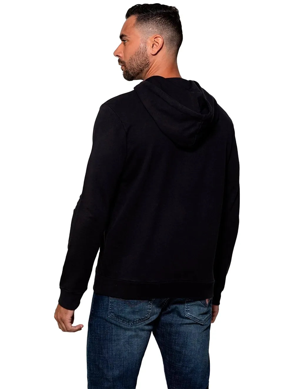 Moletom Guess Masculino Hoodie Small Logo Silk Preto