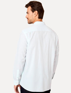 Camisa Dudalina Masculina Comfort Superfine Cotton Listrada Light Azul Claro