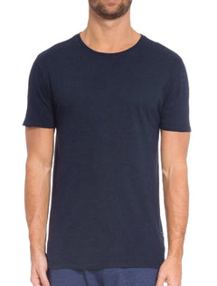 Camiseta Replay Masculina Basic Crewneck Logo Azul Marinho