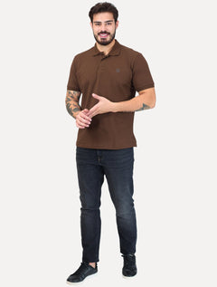 Polo K&J Black Masculina Premium Flex Slim Marron