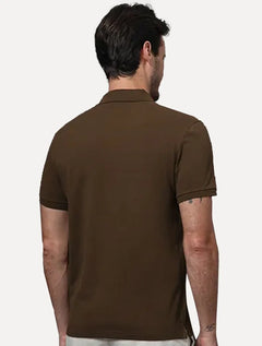Polo Calvin Klein Masculina Piquet Slim Fit Sem Friso Marrom