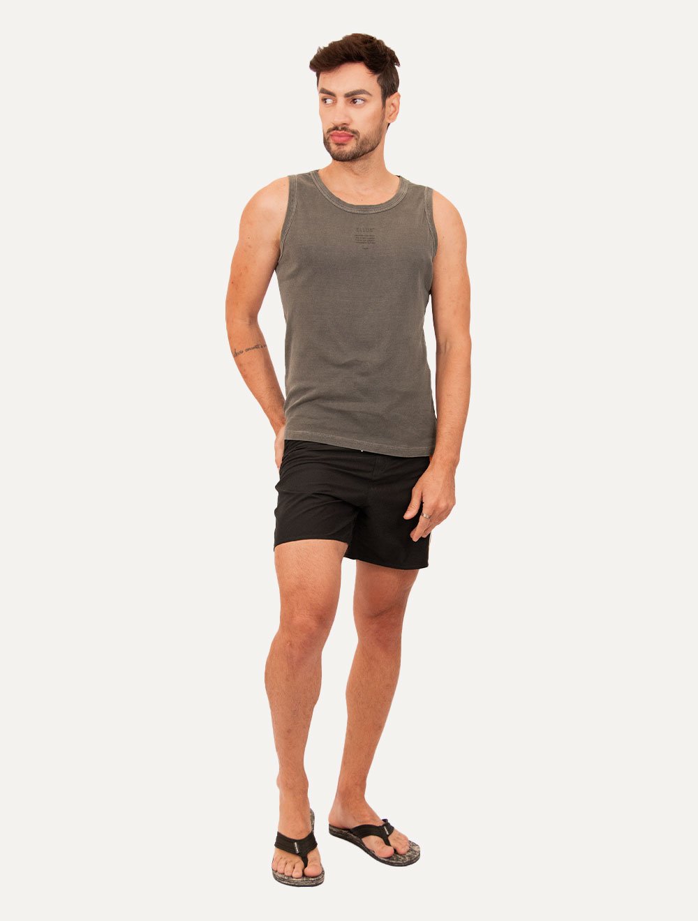 Regata Ellus Masculina Slim Rib Washed Crafted Stone Chumbo