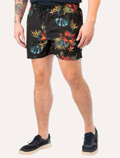 Short Reserva D'Água Beachwear Estampado Tropica Preto