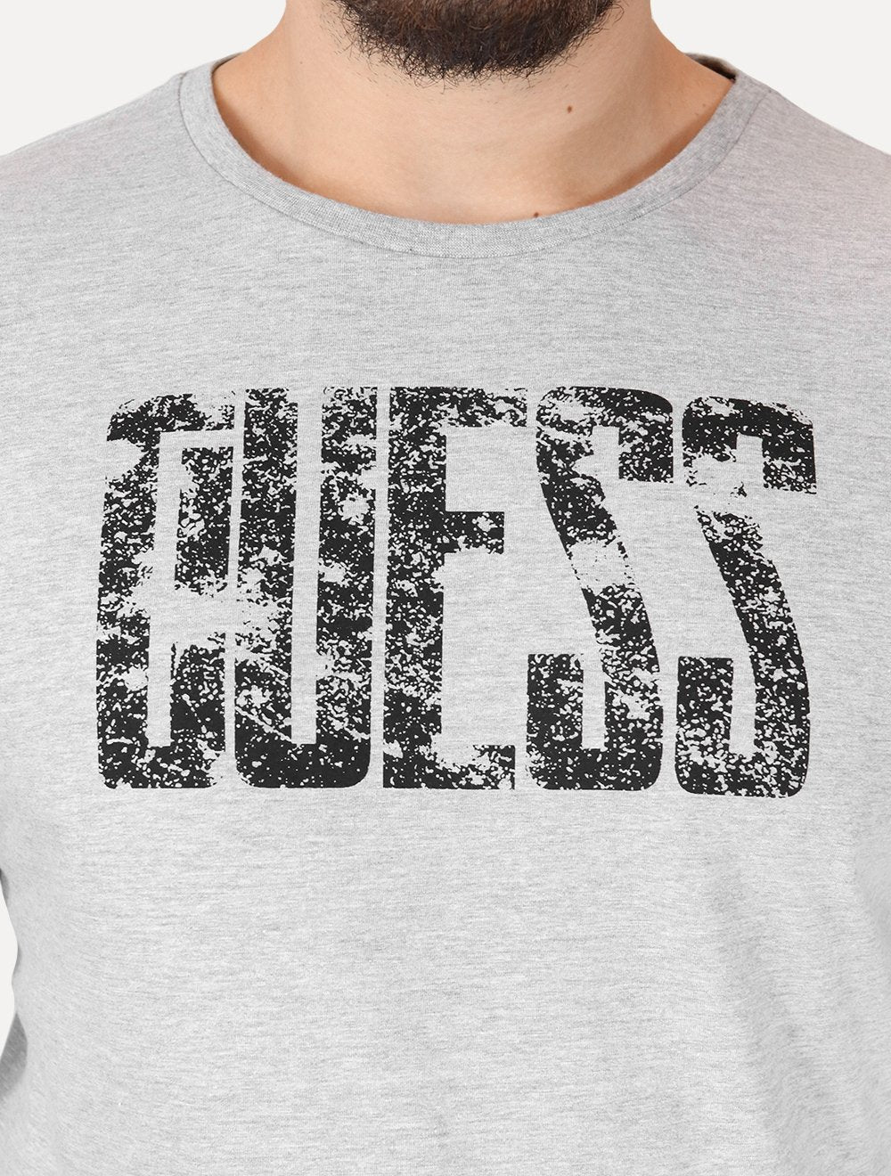 Camiseta Guess Masculina Eroded Logo Print Cinza Mescla