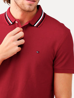 Polo Tommy Hilfiger Masculina Regular Fit Collar Vermelho