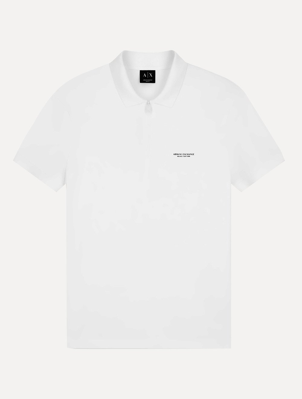 Camisa Polo Armani Exchange Slim Fit Malha de Algodão Half Zip Off-White