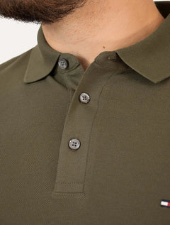 Polo Tommy Hilfiger Slim Piquet Classic Flag Verde Militar