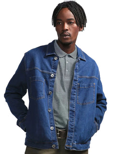 Jaqueta Dudalina Jeans Masculina Trucker Color Azul Médio