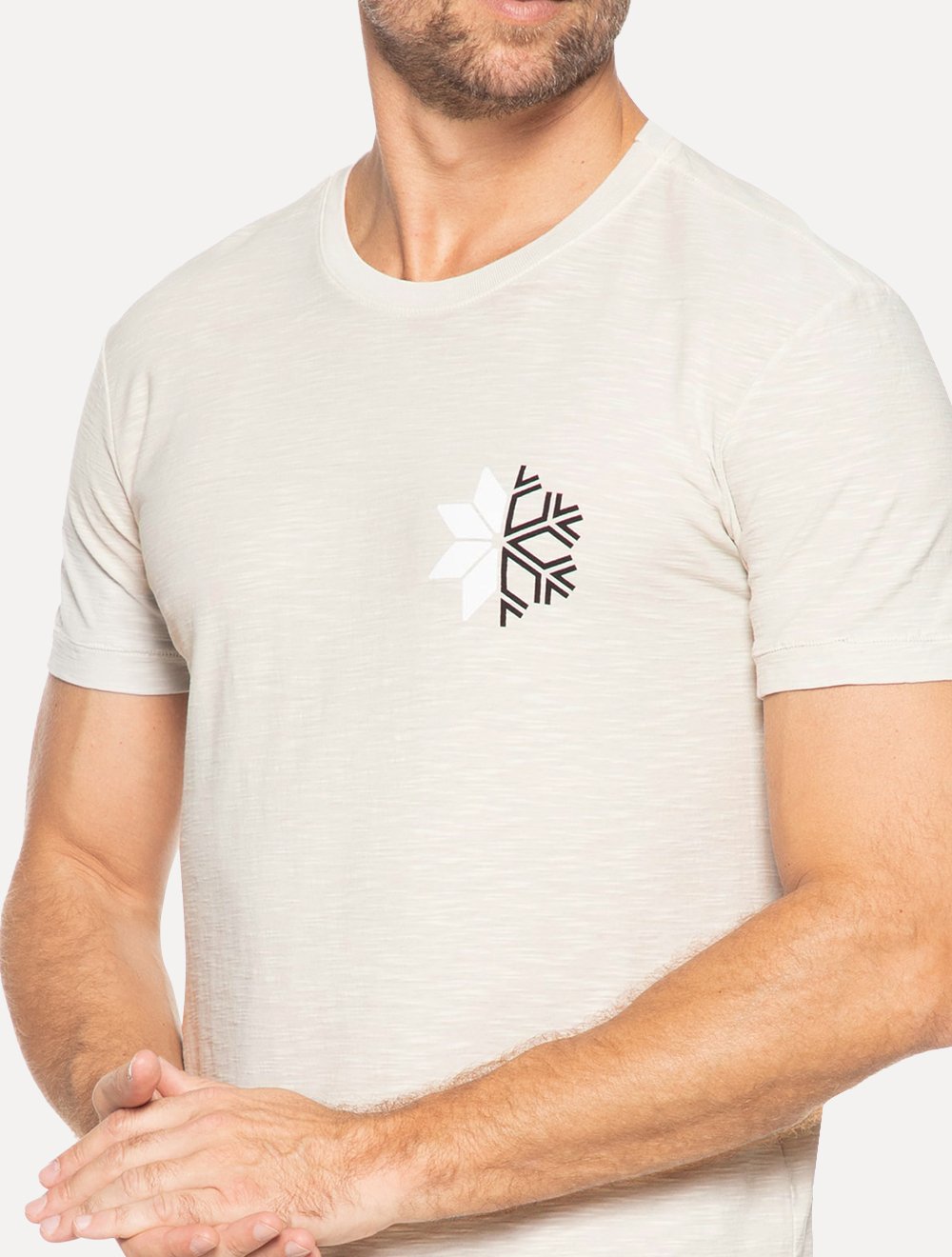Camiseta Osklen Masculina Slim Rough Snow Icon Off-White