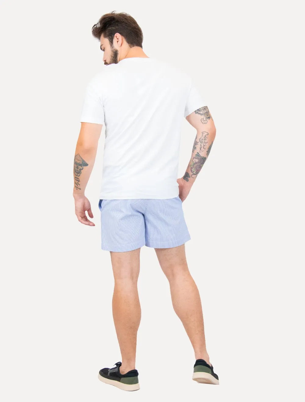 Short Tommy Hilfiger Masculino Medium Drawstring Core Logo Stripe Azul Claro