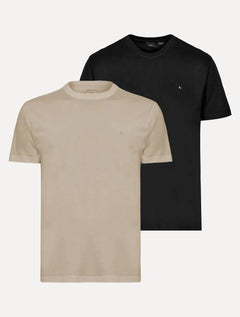 Kit Camisetas Aramis | Masculina Basic Lisa Amêndoa/Preta