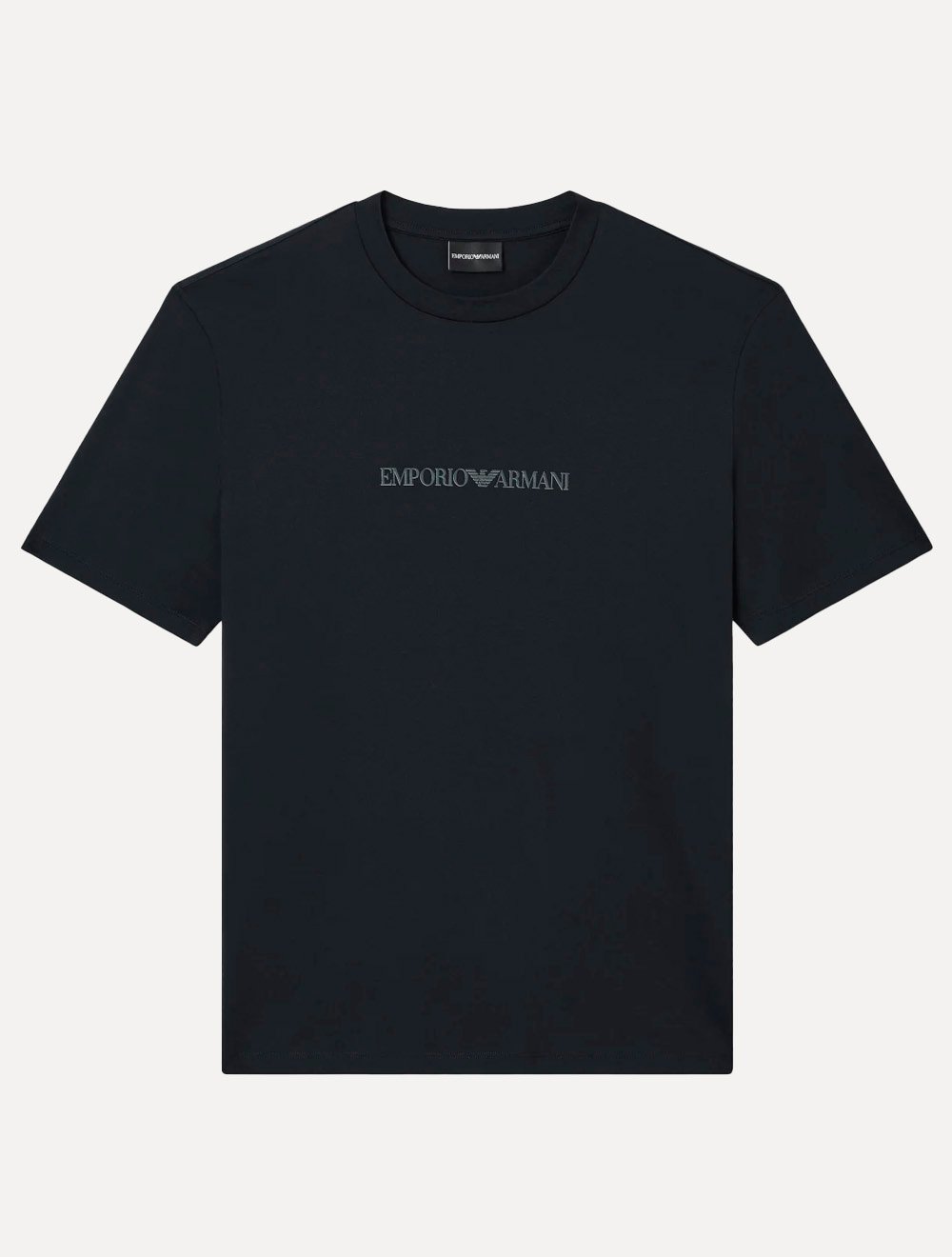 Camiseta Emporio Armani Masculina Slim Fit Pima Rubber Logo Azul Marinho