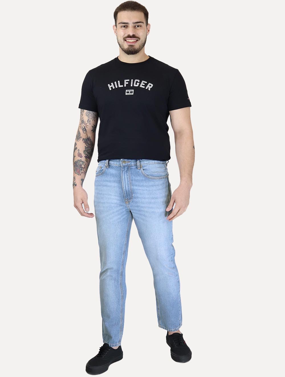 Calça Tommy Jeans Masculina Dad Regular Tapered Azul Claro