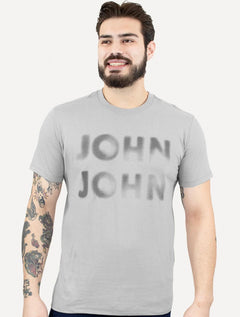 Camiseta John John Masculina Logo Blur Cinza Médio