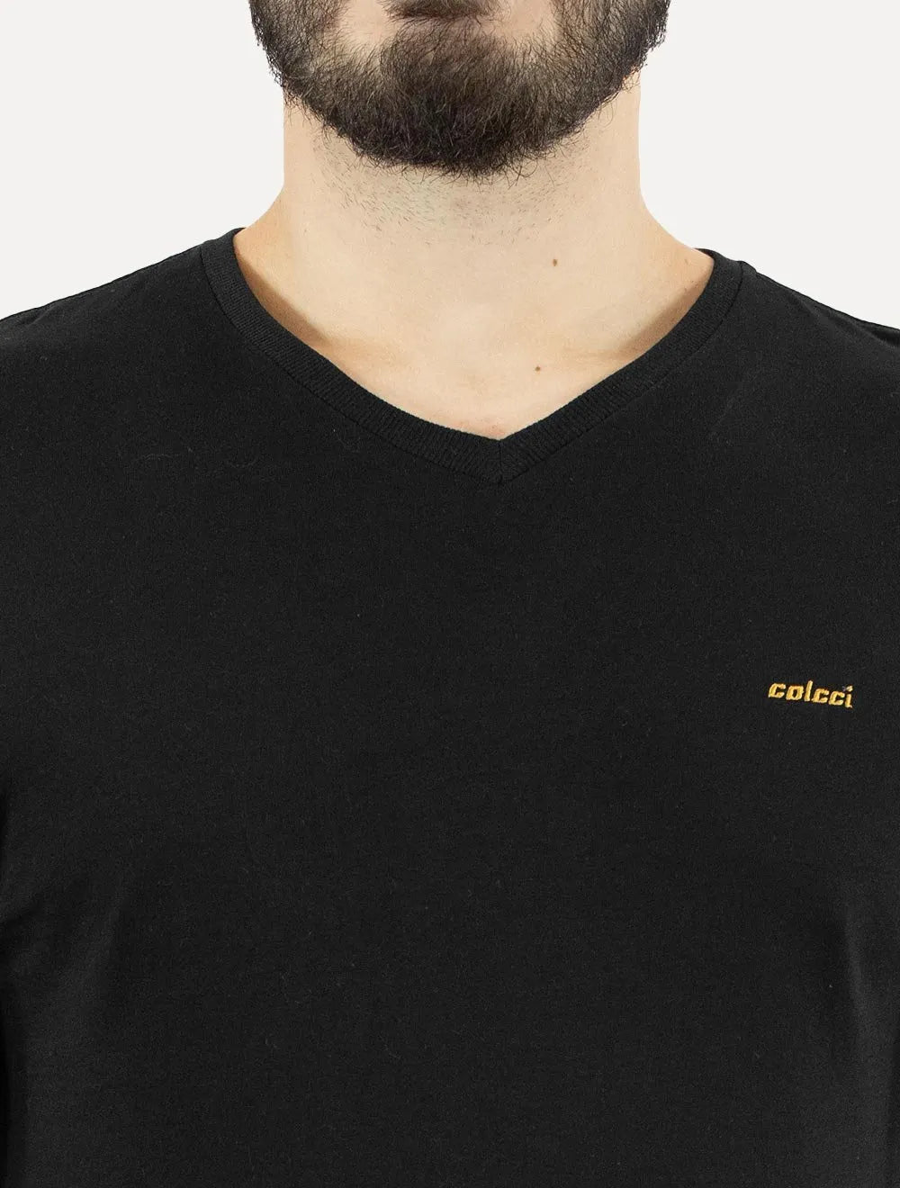 Camiseta Colcci Masculina V-Neck Logo Minimalista Preto