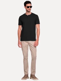 Camiseta Aramis Masculina Regular Piquet Gola Portuguesa Preta