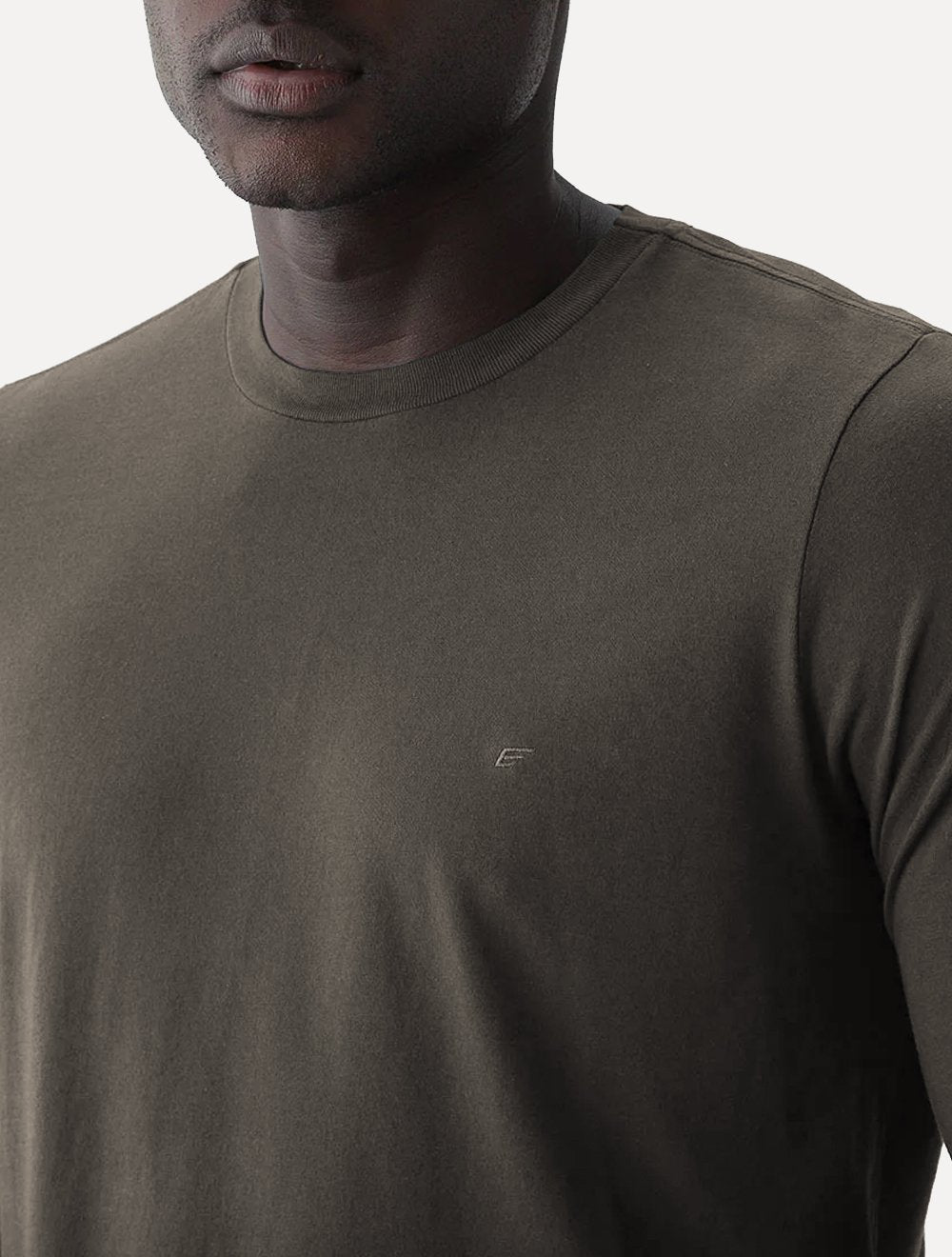 Camiseta Ellus Masculina Manga Longa Cotton Fine Easa Marrom Médio