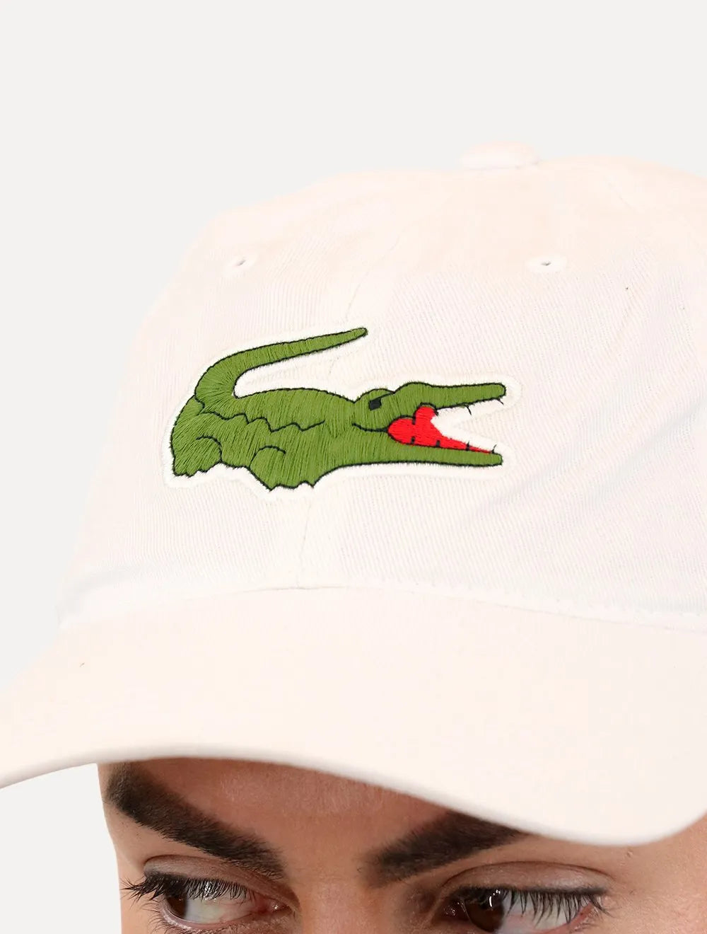 Boné Lacoste Gabardine Big Croco Branco