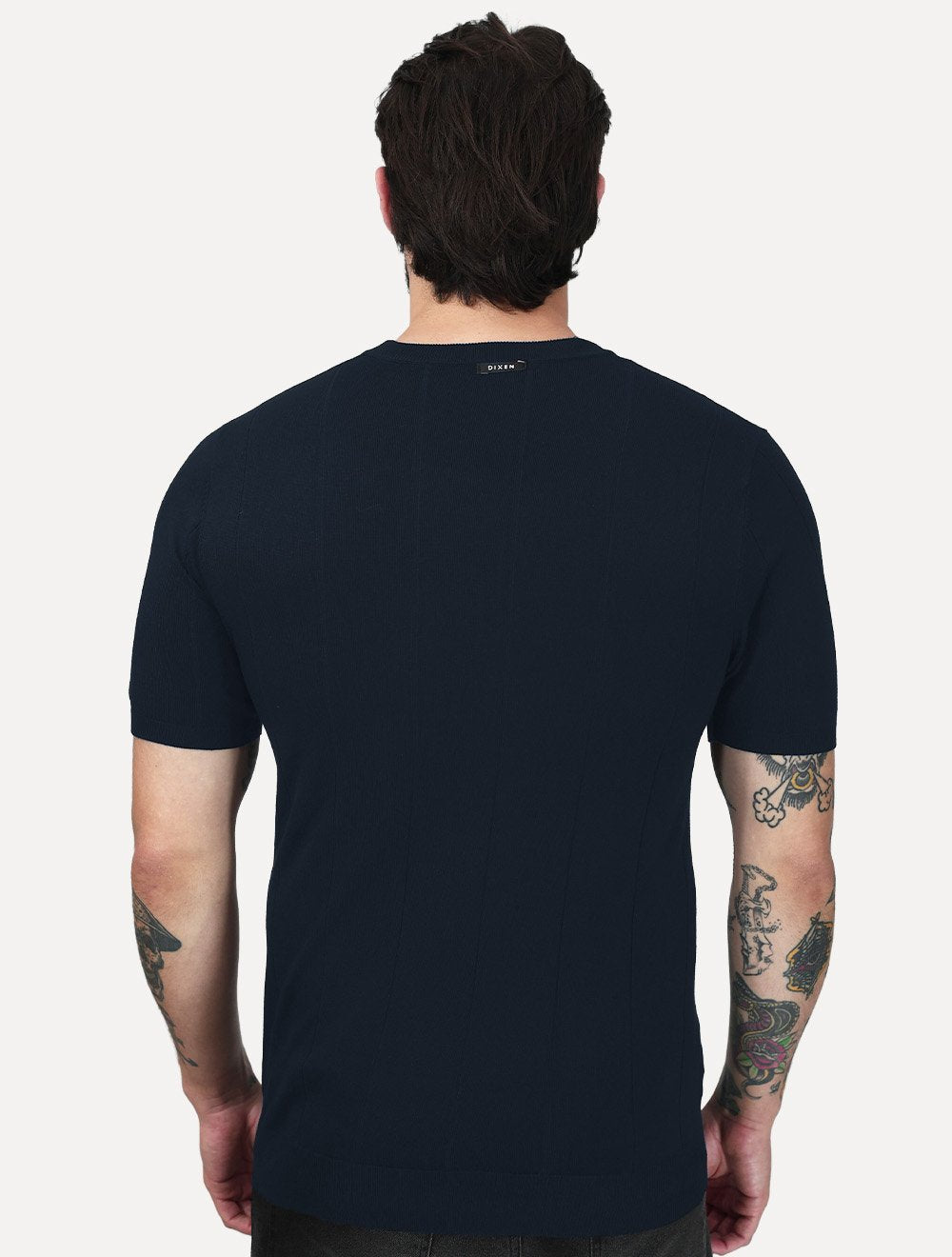 Camiseta Dixen Masculina Tricot Manga Curta Gola Careca Azul Marinho