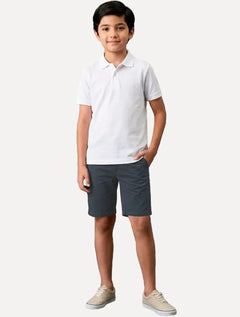 Bermuda Calvin Klein Infantil Color Chino Barra Virada Azul Marinho