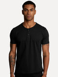 Camiseta King & Joe Masculina Botão Pima Touch Henley Preta