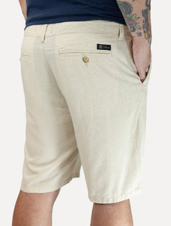 Bermuda King & Joe Masculina Slim Linho Off White