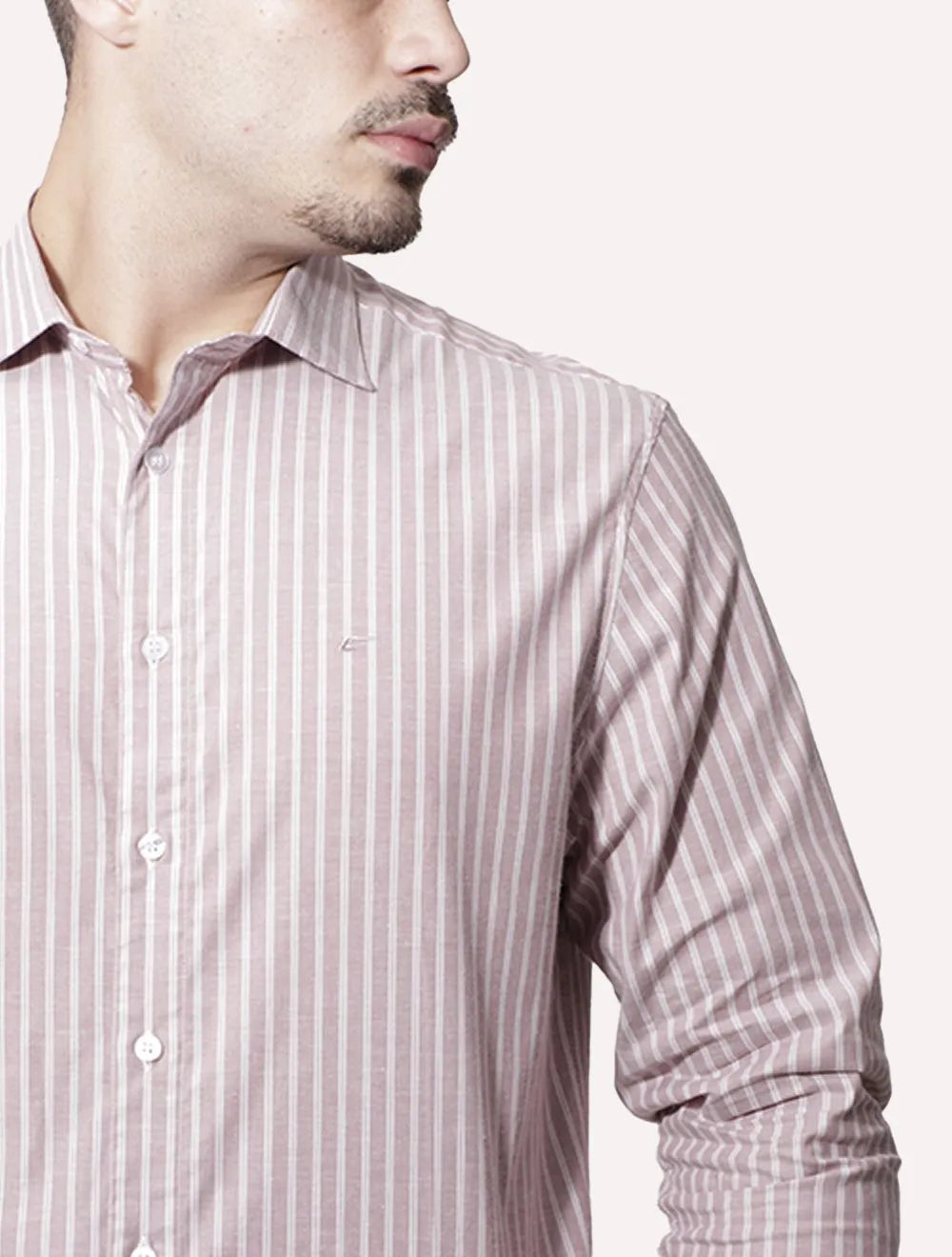 Camisa Ellus Masculina Tricoline Siena Slim Italian Classic Listrada Rosé